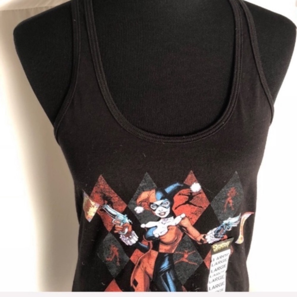 DC Comics Harley Quinn black multicolor tank top L - Picture 6 of 11
